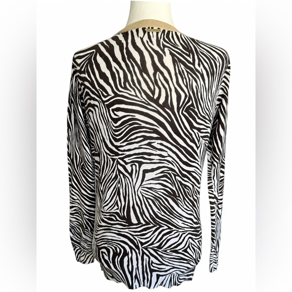 Michael Michael Kors Metallic Zebra Print Sweater – Brown & White – Size P/S - Picture 3 of 8